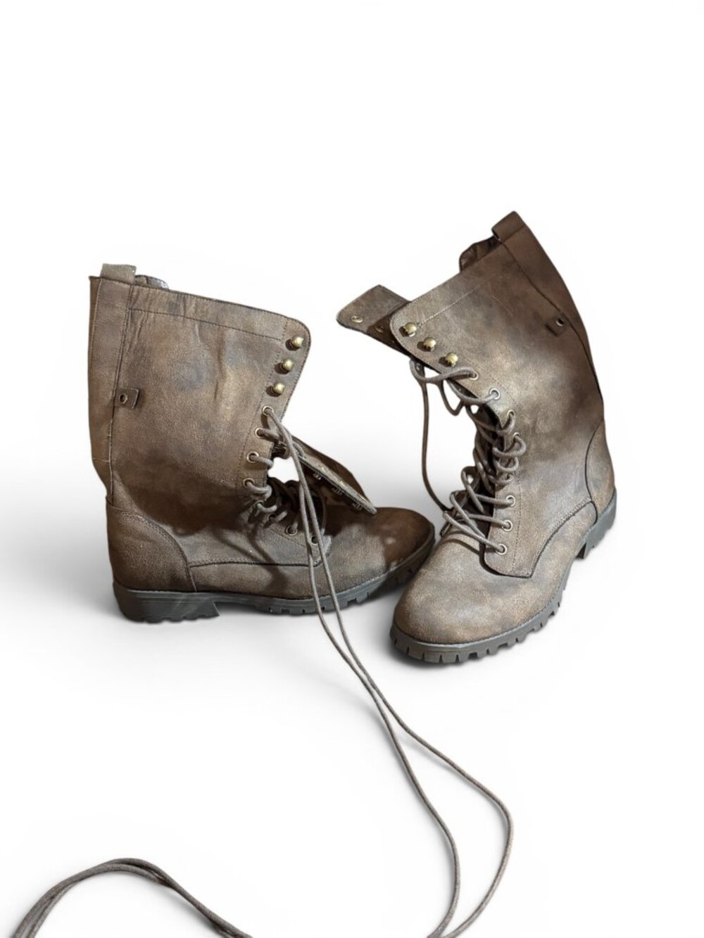 Sugar Brown Leather Combat Boots – Women’s Size 10